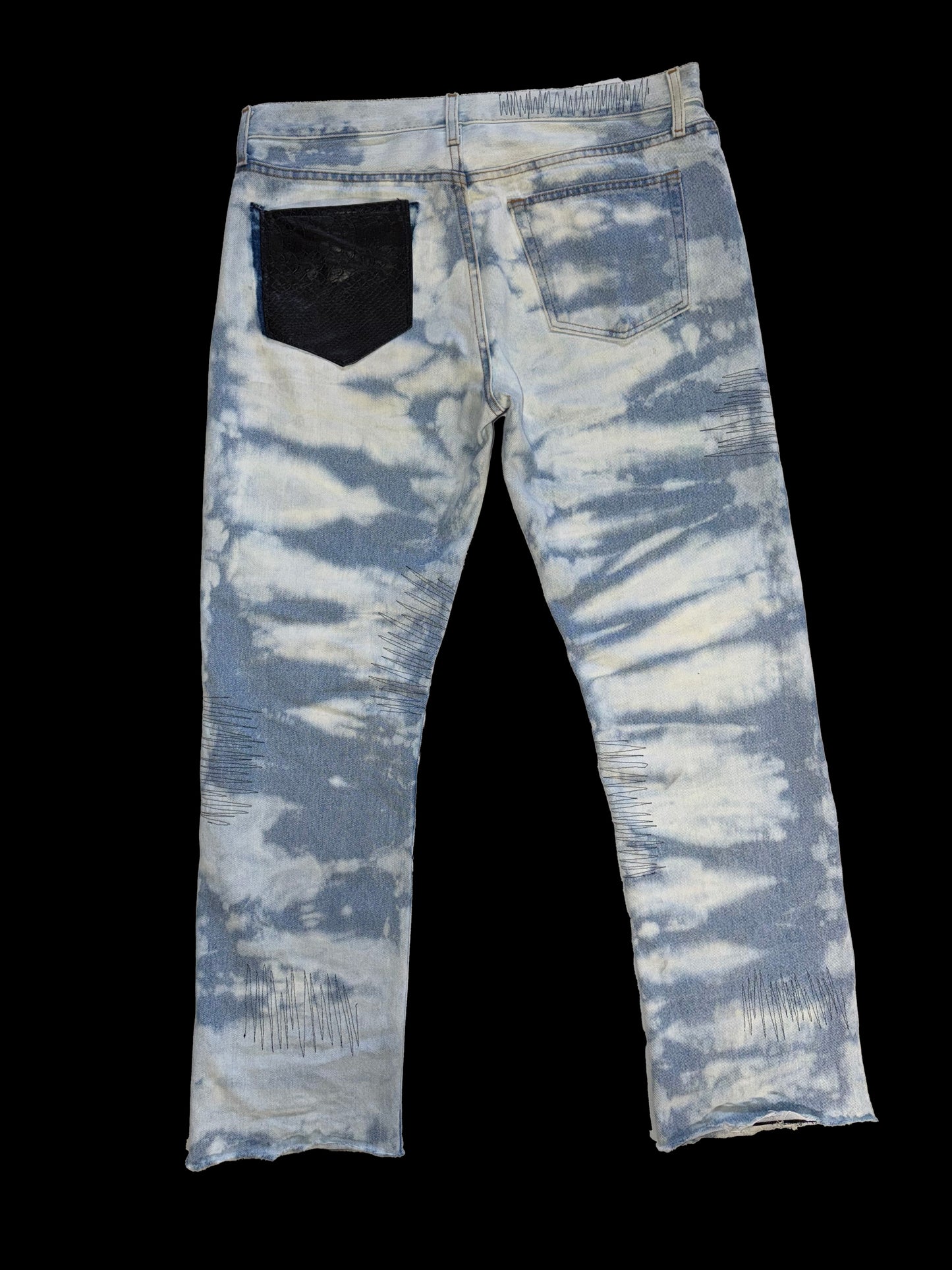 Black Leather Cloudy Star Denims