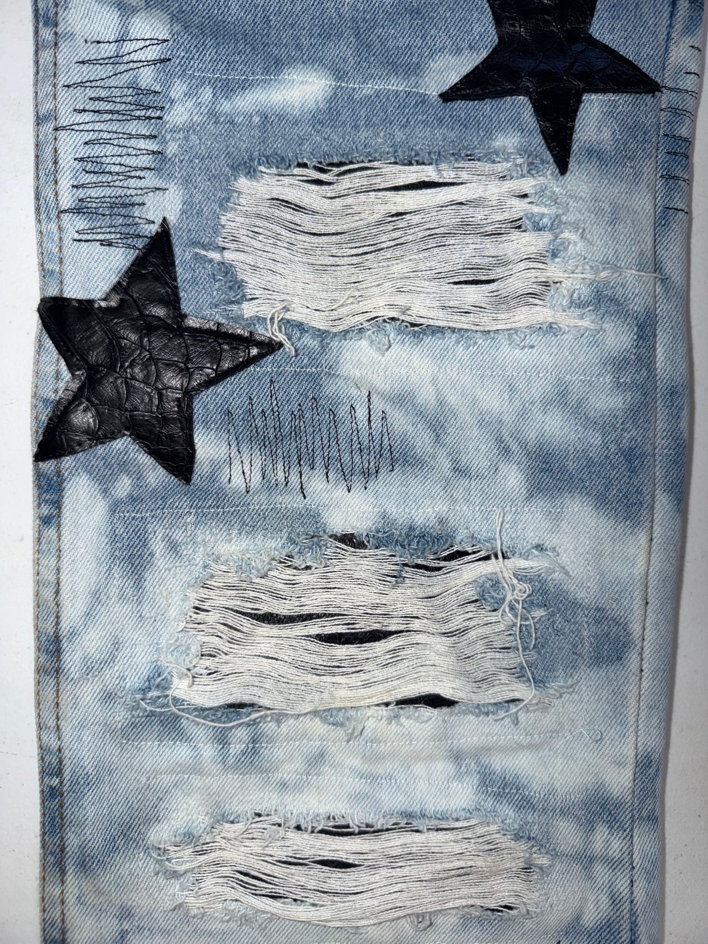 Black Leather Cloudy Star Denims